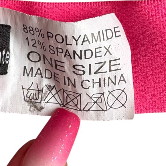 Y2K Neon Pink Lace Sheer Bralette One Size Triangle Barbiecore Loungewear Rave - Picture 7 of 7